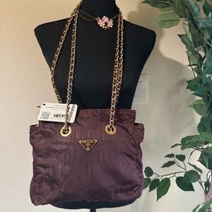 PRADA Triangle with logo Nylon Shoulder Crossbody Bag Black Authentic with COA